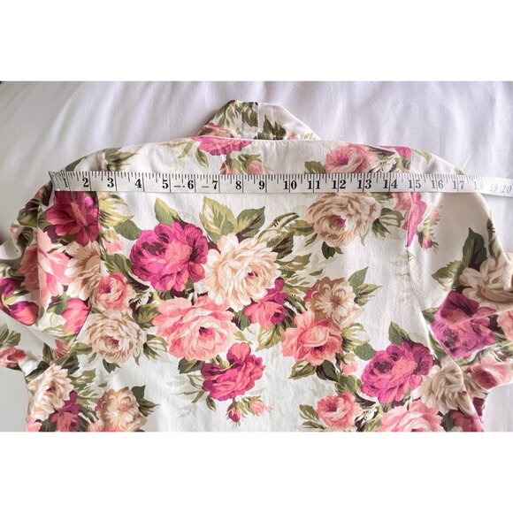 CHRISTIAN DIOR Robe Women's Size L Pink Roses VTG Made In USA for Neiman-Marcus - Picture 7 of 16